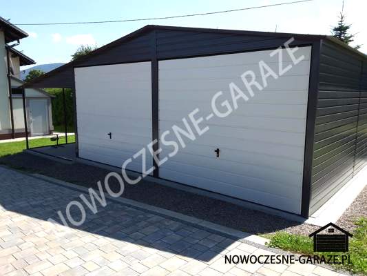 Garaż 6x5.5m, wiata 2x5.5m Grafit