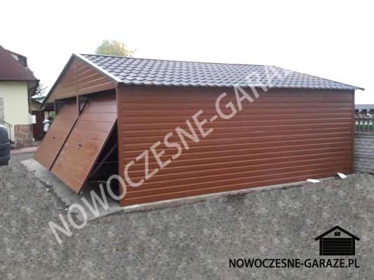 Garaż 6x6m wiata 3x6m Orzech