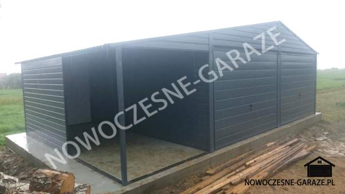 Garaż 6x6m wiata 2x6m Grafit