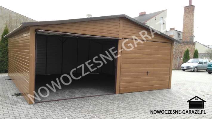 Garaż 6x6m Złoty dąb ciemny