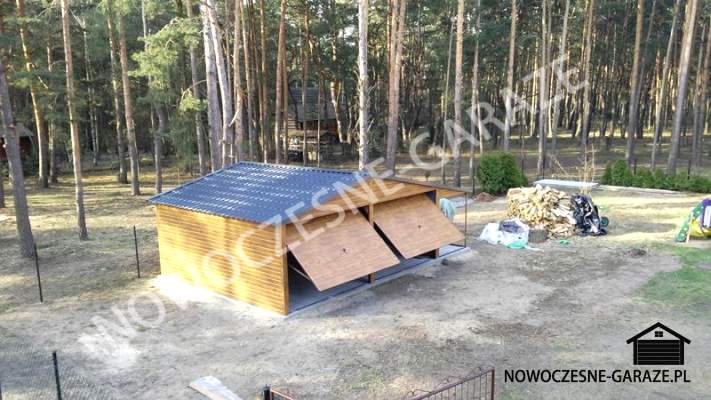 Garaż 6x6m + wiata 1x6m Złoty dąb jasny