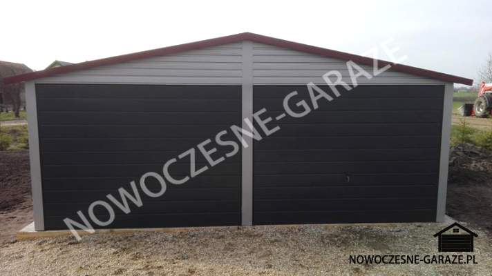 Garaż 6x6m kolor stalowy, bramy grafit