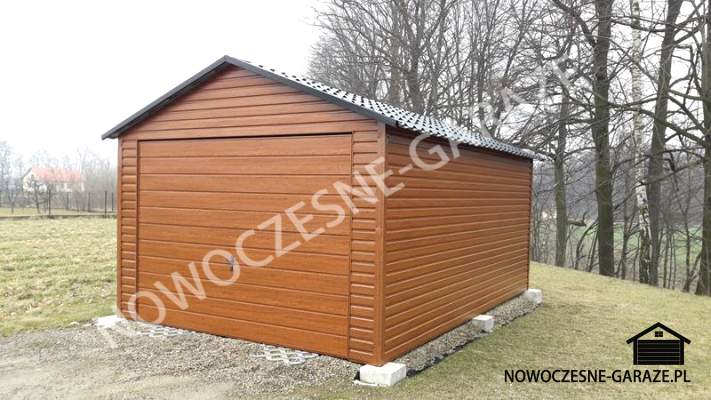 Garaż 3,5x6m Złoty dąb ciemny